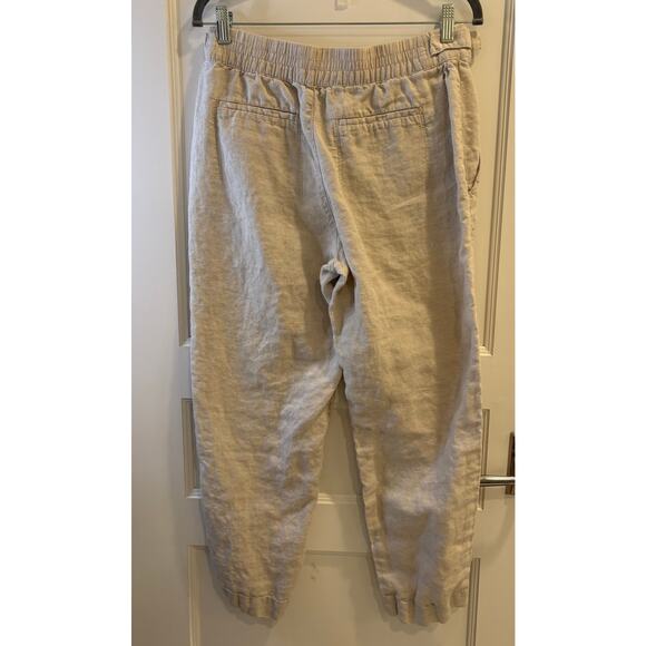 Athleta Size 8 Voyager Linen Pant Bone Colored Adjustable Waist - Picture 5 of 8